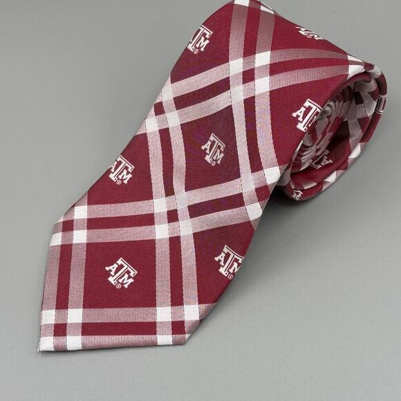 Eagles Wing Men's Texas A&M Aggies Plaid Maroon Woven Neck Tie 56" inches - Picture 1 of 7